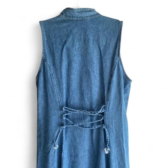 Vintage 90s Jodi California Blue denim maxi dress size 13/M - Picture 5 of 8